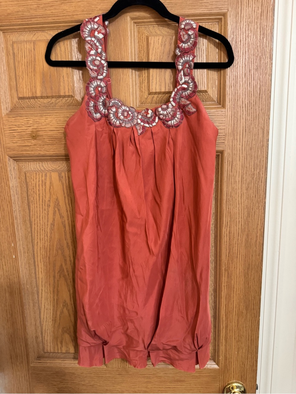BCBGMaxAzria Coral Embroidered Floral Silk Mini dress